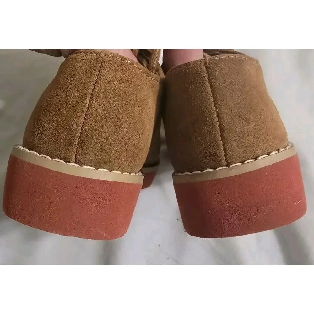 Drexlite Kids Unisex Buck Oxfords Classic Retro Tan Leather Suede Dress Shoes 5M